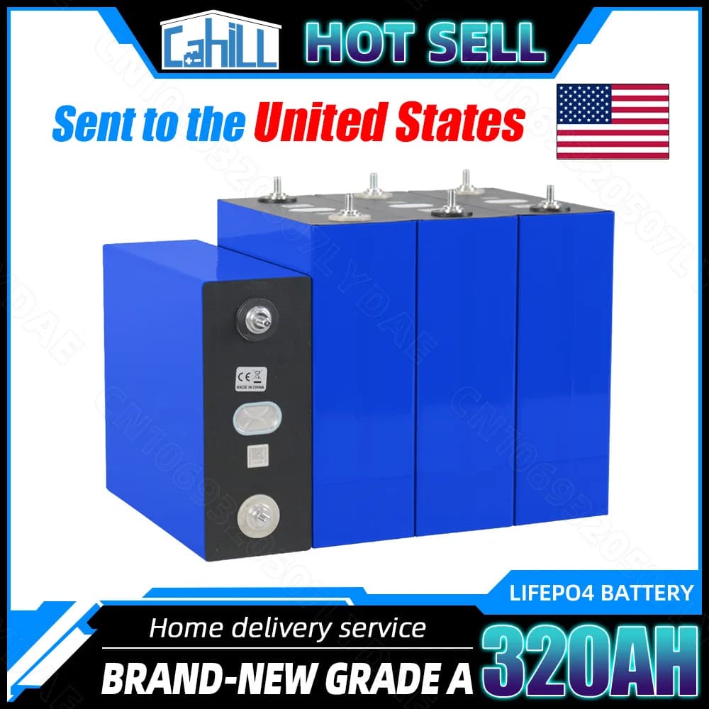 Grade A 8000 cycle 320Ah Lifepo4 Battery 3.2V Lithium iron phosphate Rechargeable Cell For DIY 12V 24V RV Solar Camping EU Stock