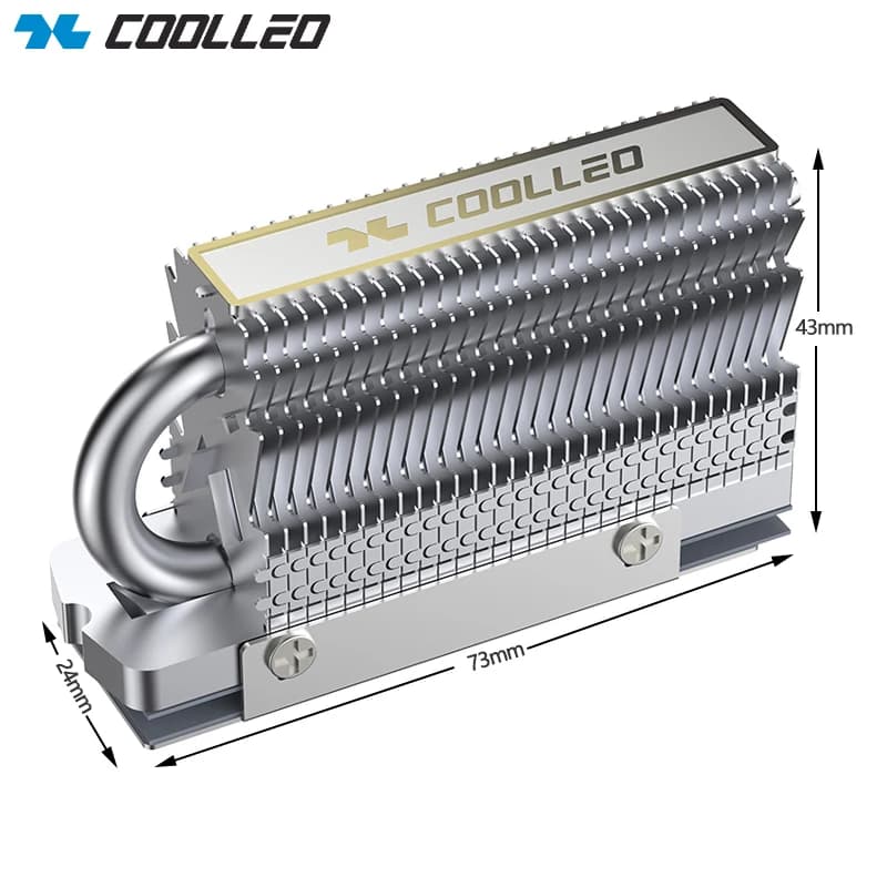 COOLLEO HR-09 M.2 2280 SSD Heatsink Fully Electroplated Reflow Welding AGHP HeatPipe 2280 NVMe SSD Cooler