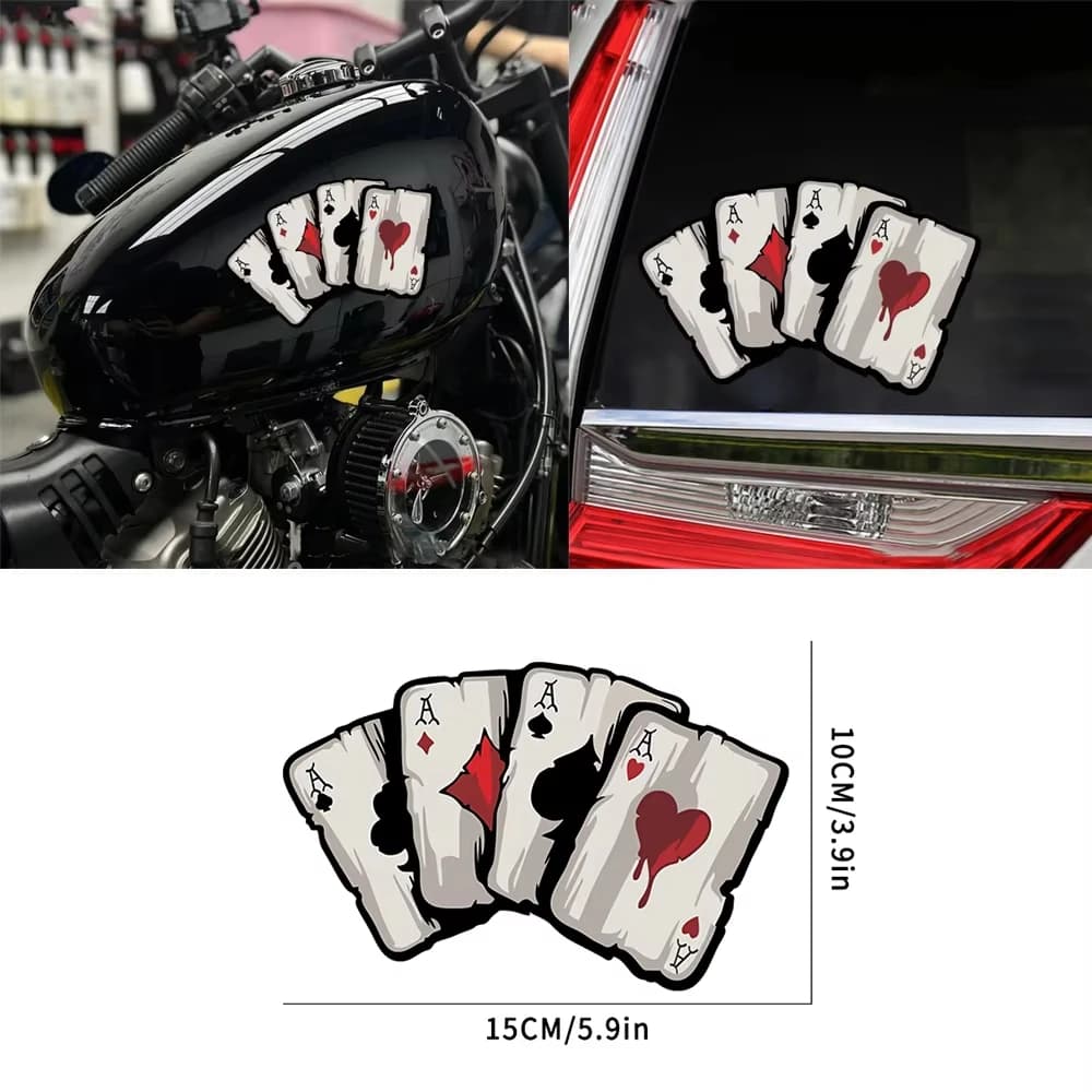 Poker Spades A Pattern Motorcycle Decals Motocross Fuel Tank Cafe Racer Body Car Windows Funny Decoration Playing Card Stickers