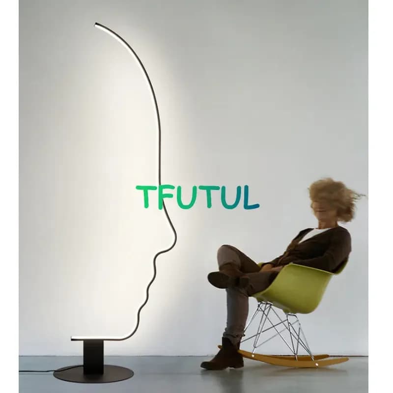Human Face Remote Control Dimming Led Floor Lamps for Living Room Bedroom Standing Lights Indoor Lighting Fixture Home Decor