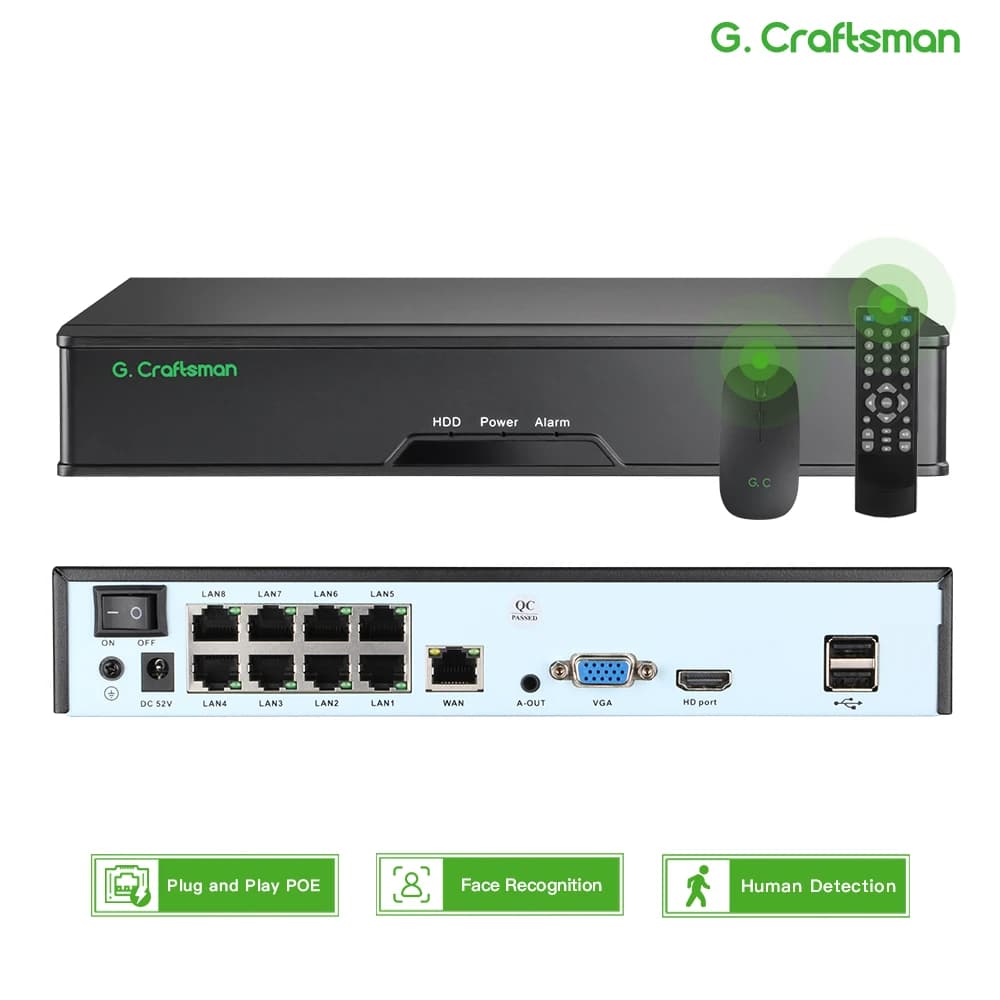 XMeye 8ch POE NVR 4K Support 16ch Network Video Recorder Register H.265X 1 HDD 24/7 Recording IP Camera P2P System Security