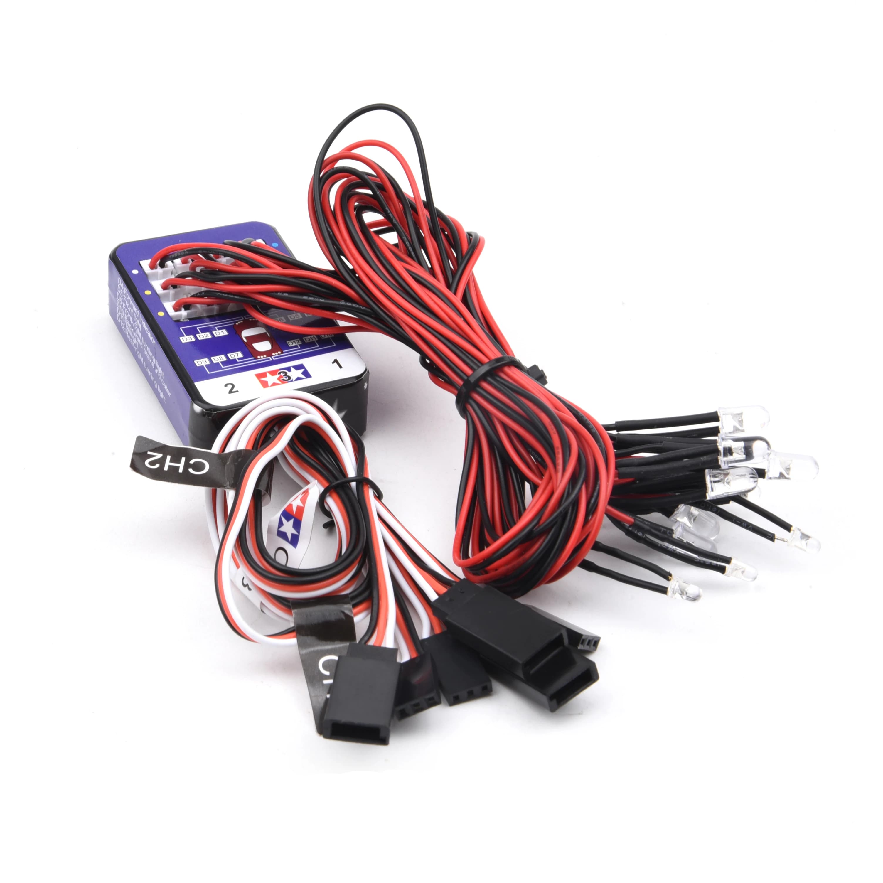 Simulation Flash Light 12 LED Lighting Kit Steering Brake for RC Car 1/10 Scale Models Yokomo Tamiya HSP HPI AXIAL RC4WD TRX