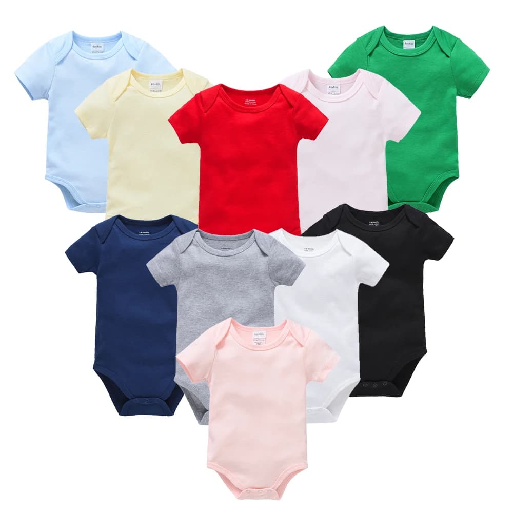 Kavkas Baby Girl Bodysuits Outfits New Body Suit Cotton Boy Jumpsuit Bebes 0-24M Solid Short Sleeve Unisex Newborn Baby Onesies