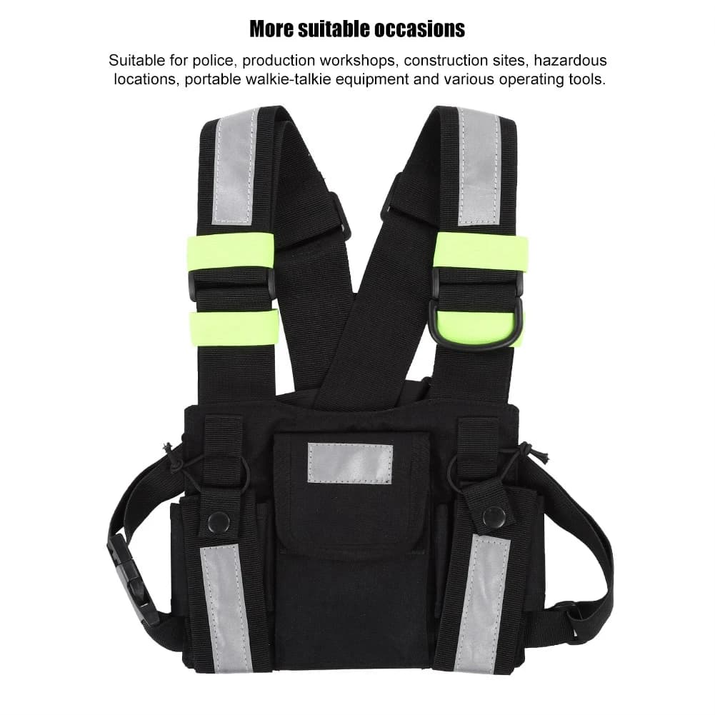 Chest Harness Front Pouch Yellow Reflective TYT Radio Tactical Harness Front Pack Vest Chest Bag Pouch For Walkie Talkie