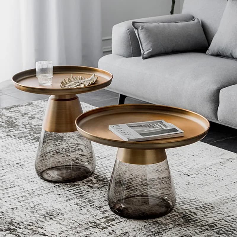 Nordic Designer Light Luxury Creative Coffee Table Sofa Round Side Table Living Room Simple Modern Personalized Glass Table 2024