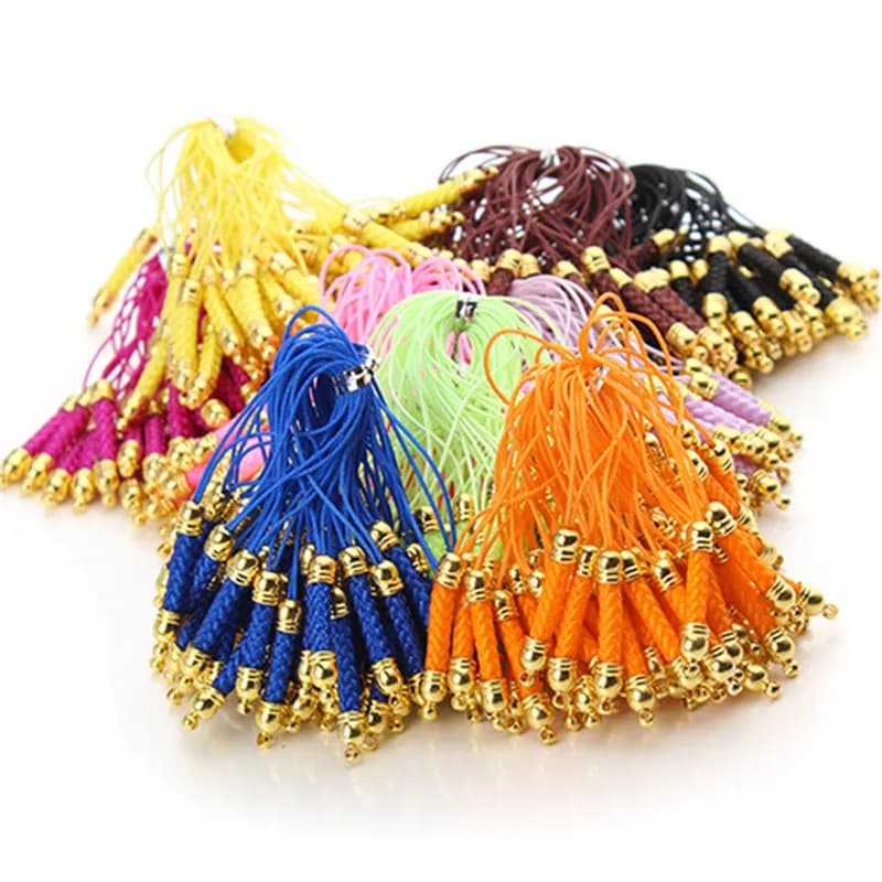 Free Shipping Mobile Phone Strap/Chain Golden Metal With A Hole 10pcs/lot Lariat Lanyard Cord Jewelry Findings 8.5cm F2420