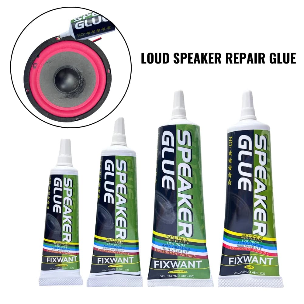 FIXWANT Loud Speaker Repair Glue Foam Side Dust Cap Rubber Edge Cone Basin Strong Adhesive 15/25/50ML Black / Yellow