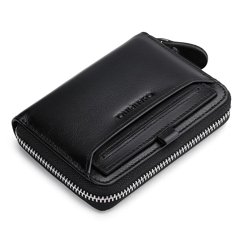 Gift Box Men's Top Layer Cowhide Extraction Card Holder Genuine Leather Zipper Wallets Vertical Multi-functional Business Wallet