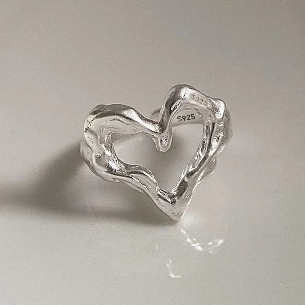 925 Sterling Silver Rings for Women Men Couple Minimalist Handmade Simple Heart Ring Party Jewelry Gift Prevent Allergy