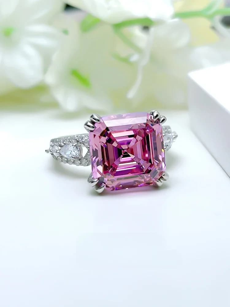 8 Carat Luxury Asche Pagoda 925 Sterling Silver Ring Set with High Carbon Diamond Versatile and Unique Design Wedding Jewelry