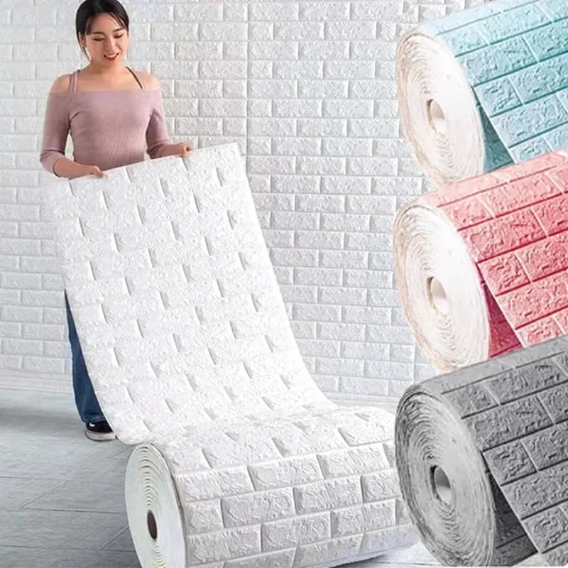 Brick pattern wall sticker Simple foam self-adhesive 3d wallpaper sticker Antique culture stone wall enclosure wallpaper