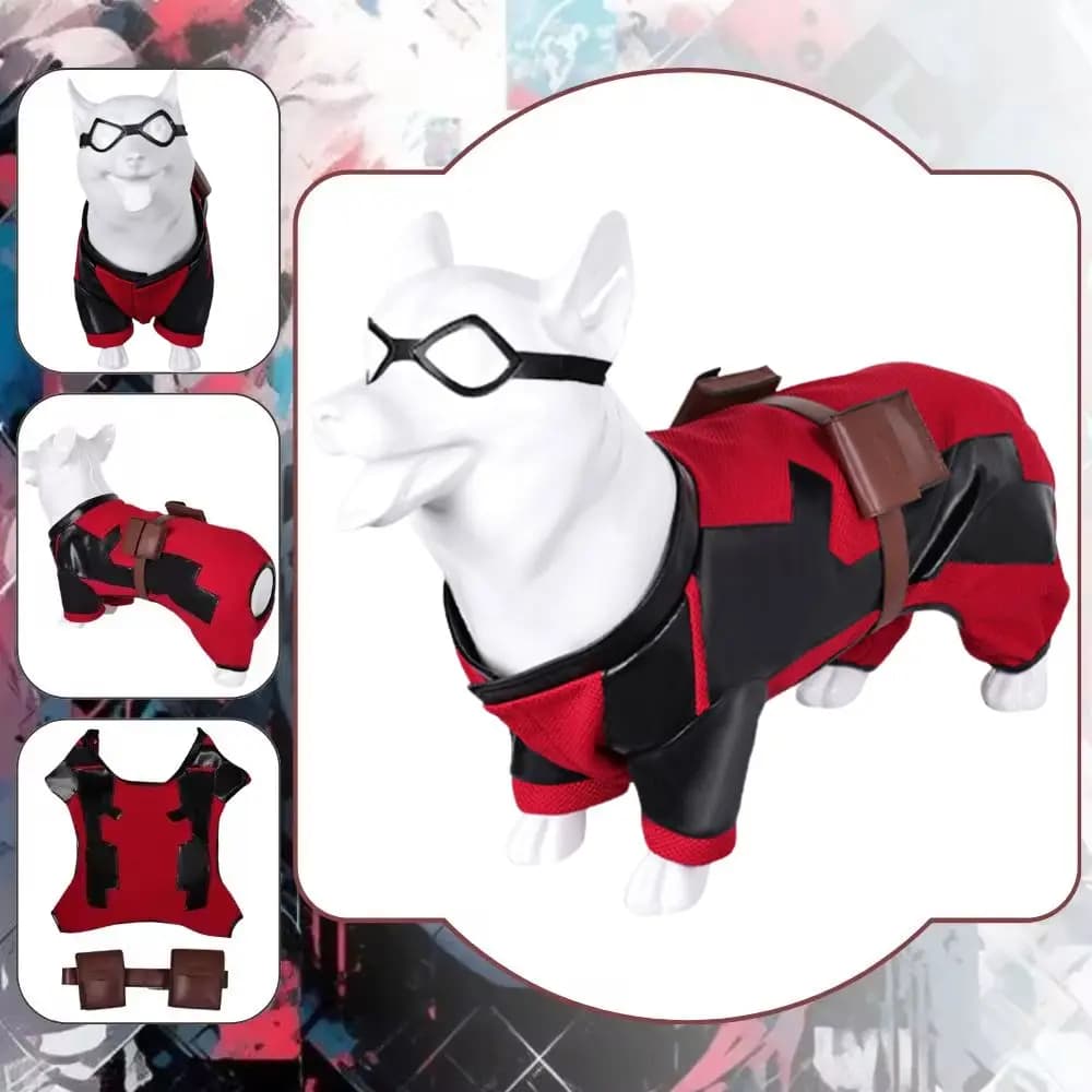 Dogpool Dog Costume Dead Cosplay Pool Dogs Clothes Fantasy Disguise for Small Large Dogs Petsuit Clothes Halloween Carnival Suit