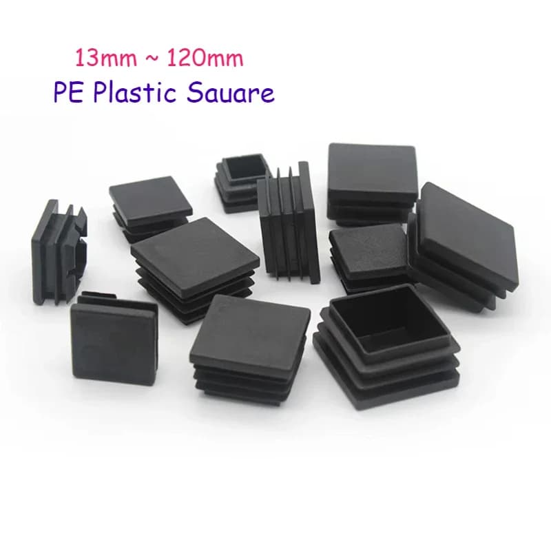 PE Square Plastic End Caps Blanking Plugs Box Section Tube Inserts Furniture Chair Feet Sealing Plug Foot Cover 13mm~120mm