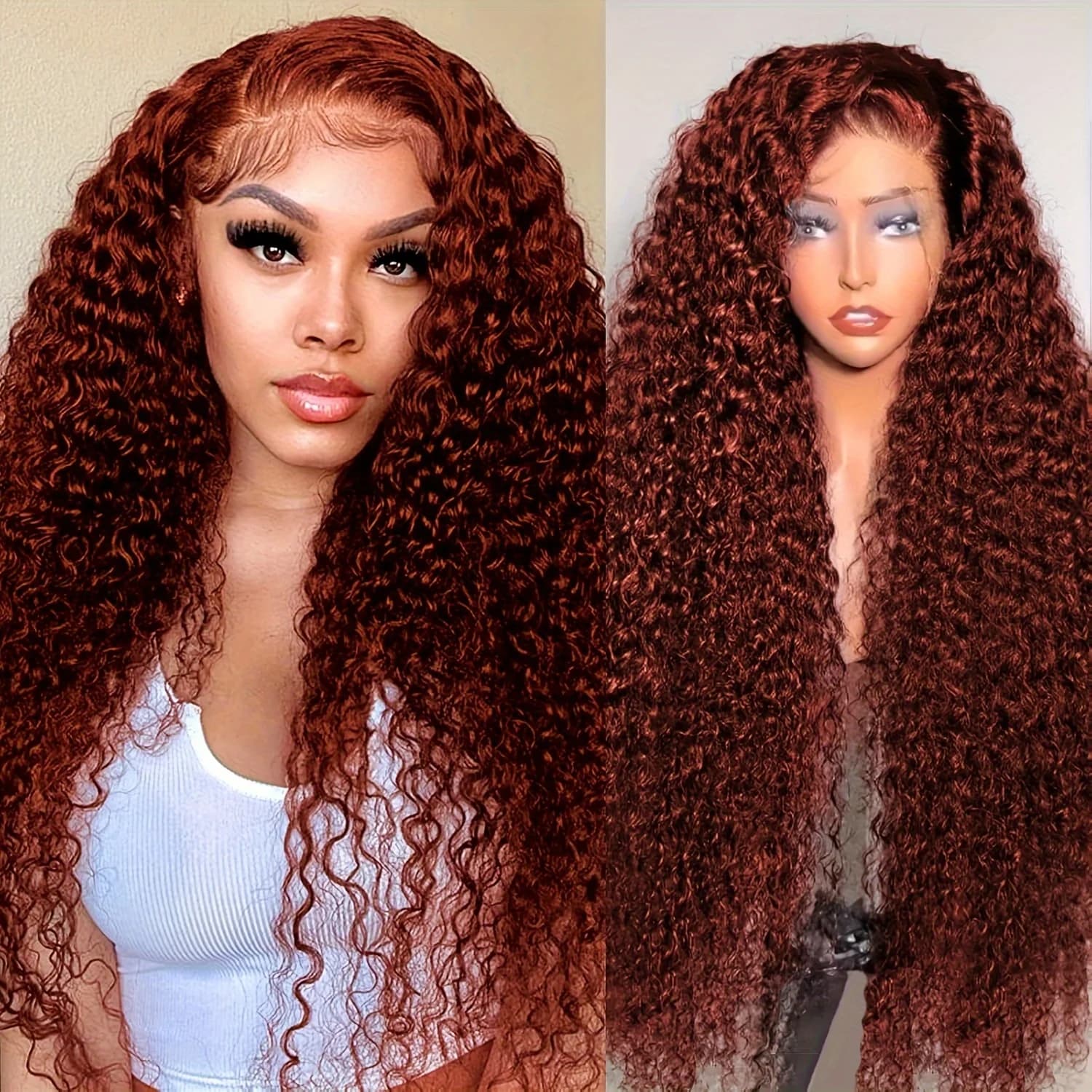 30 Inch Reddish Brown Deep Wave Frontal Wig 13X4 Lace Frontal Wig Colored Deep Wave 13x4 Lace Front Human Hair Wigs For Women