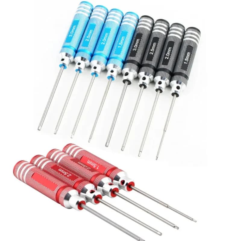 RC Tools 4 Pcs Hex Screw Driver Set Titanium Plating Hardened 1.5 2.0 2.5 3.0mm Screwdriver for Helicopter Toys