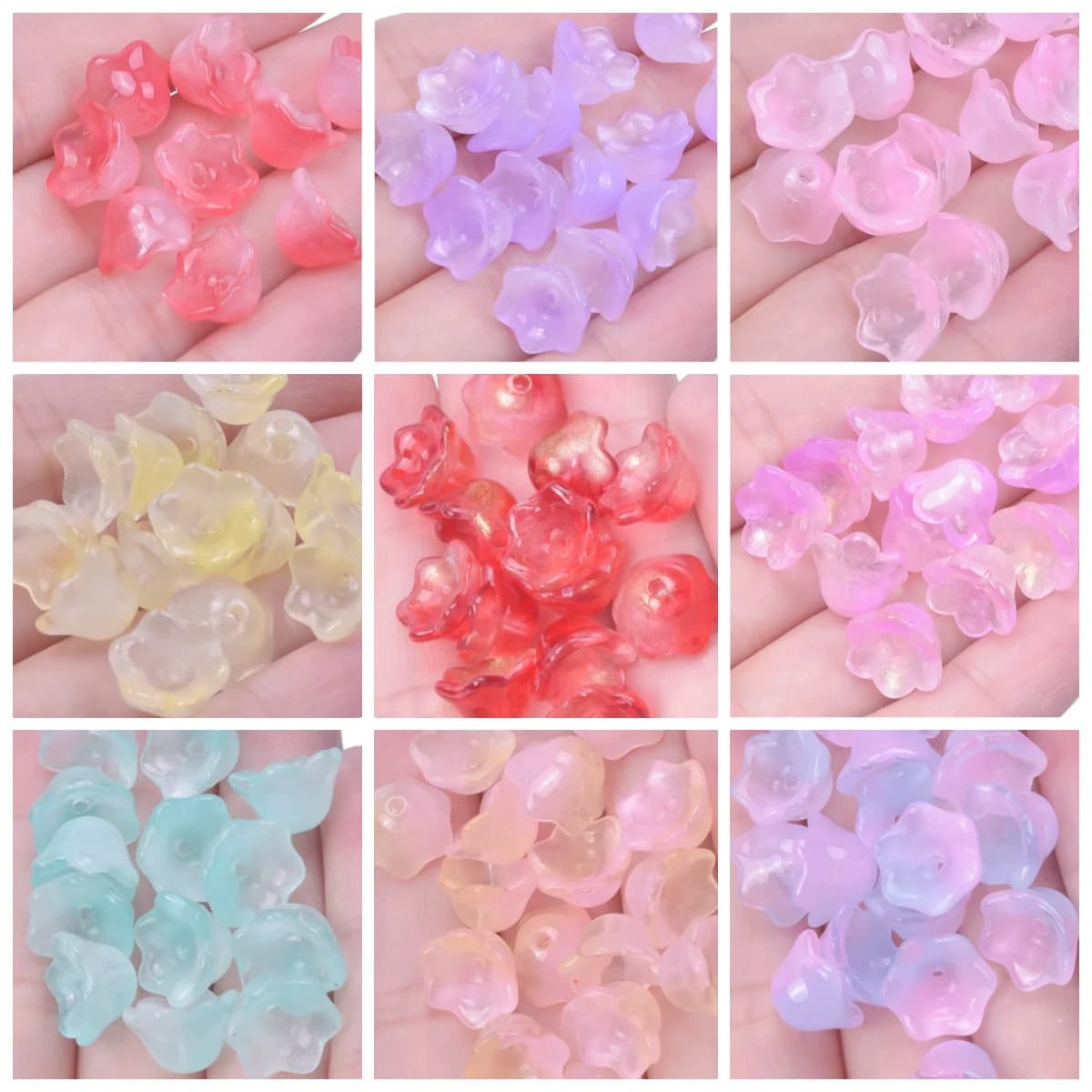 30pcs coloured glaze lily of the valley flower bud Hand beading Gradient color fashion Hairpin wind chime diy accessories