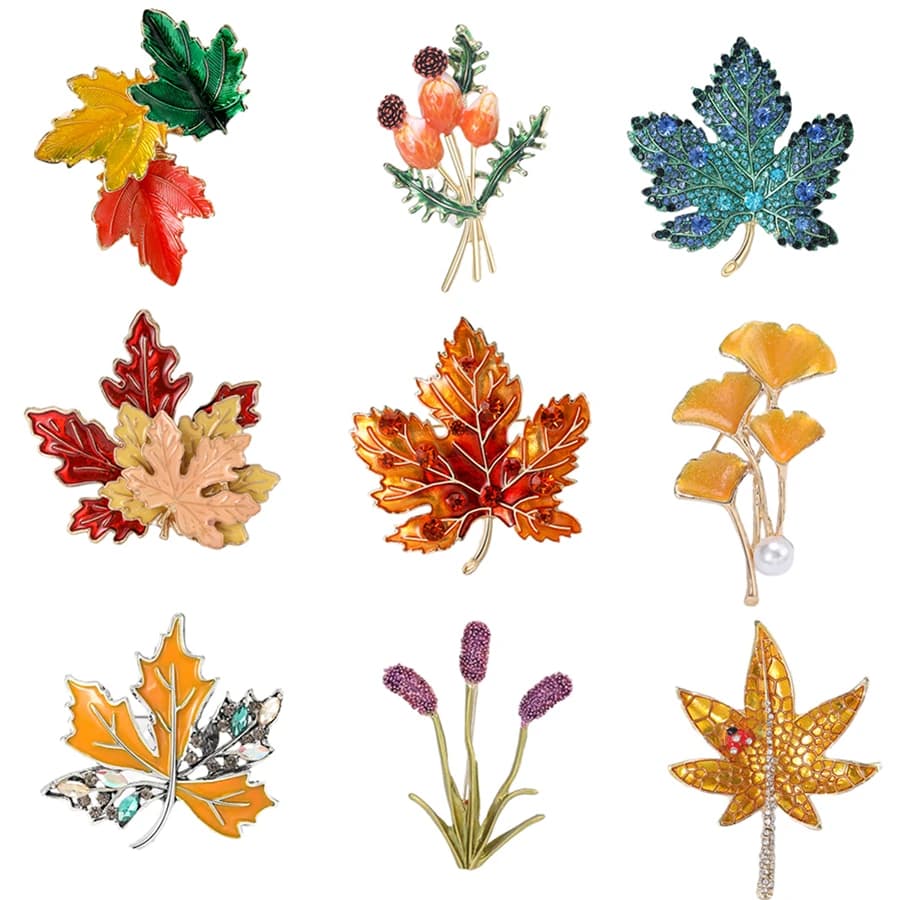 Berry Women's Rhinestone Leaf Brooches Unisex Plant Pins Office Party Casual Accessories Gifts