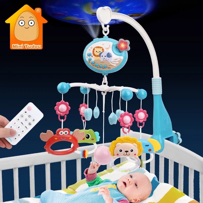 Baby Crib Mobile Rattle Toy For 0-12 Months Infant Rotating Musical Projector Night Light Bed Bell Educational For Newborn Gift
