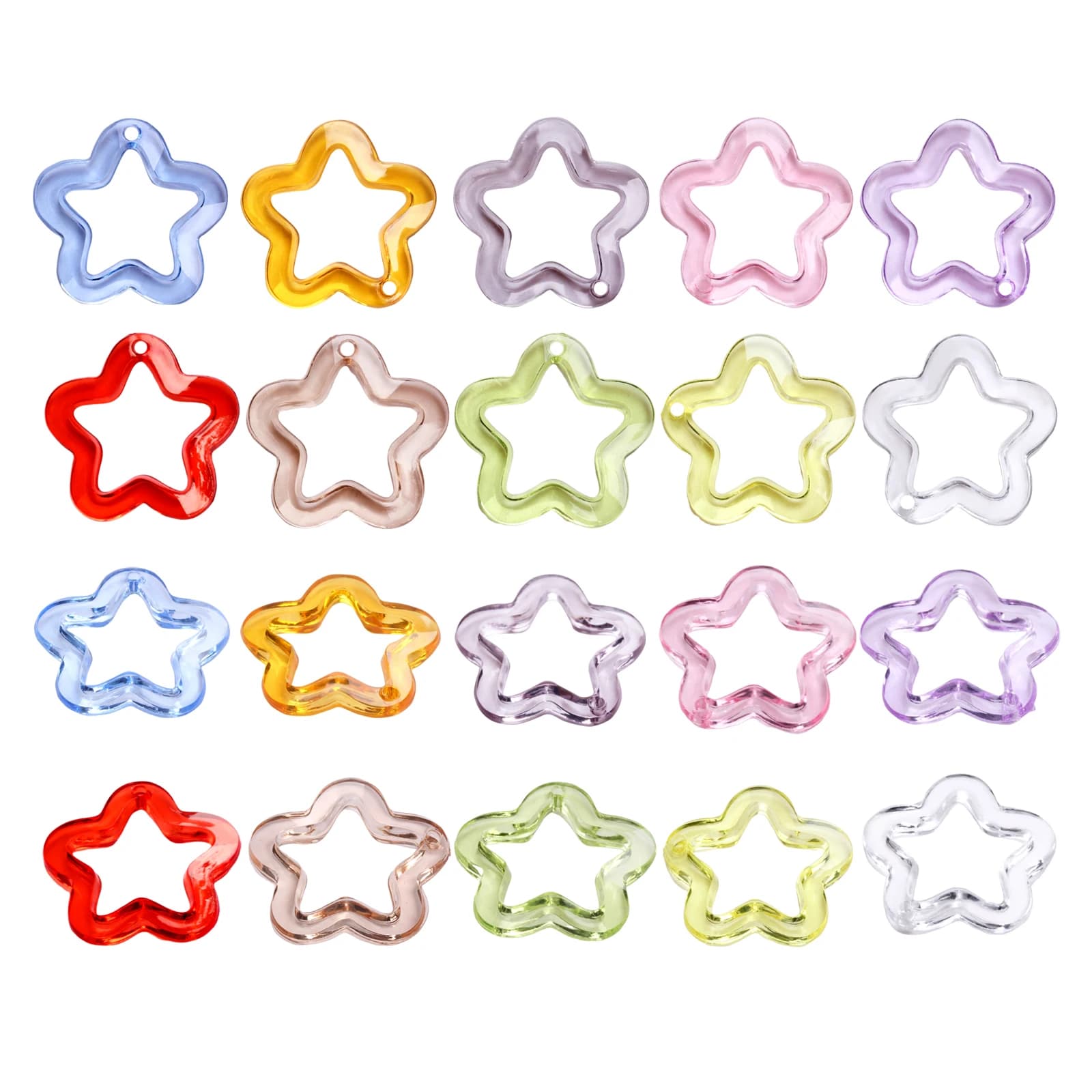 10Pcs/lot 30mm Acrylic Transparent/Solid Cartoon Star Pendant Beads DIY Earrings Necklace Chain Jewelry Handmade Material