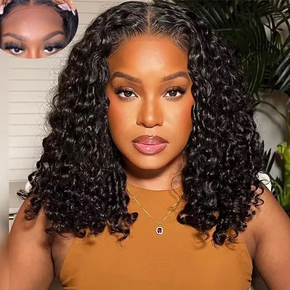 5x5 Hd Lace Frontal Wig Preplucked Brazilian Glueless Deep Wave Human Hair Ready to Wear 4x4 Hd Lace Front Curly Human Hair Wigs