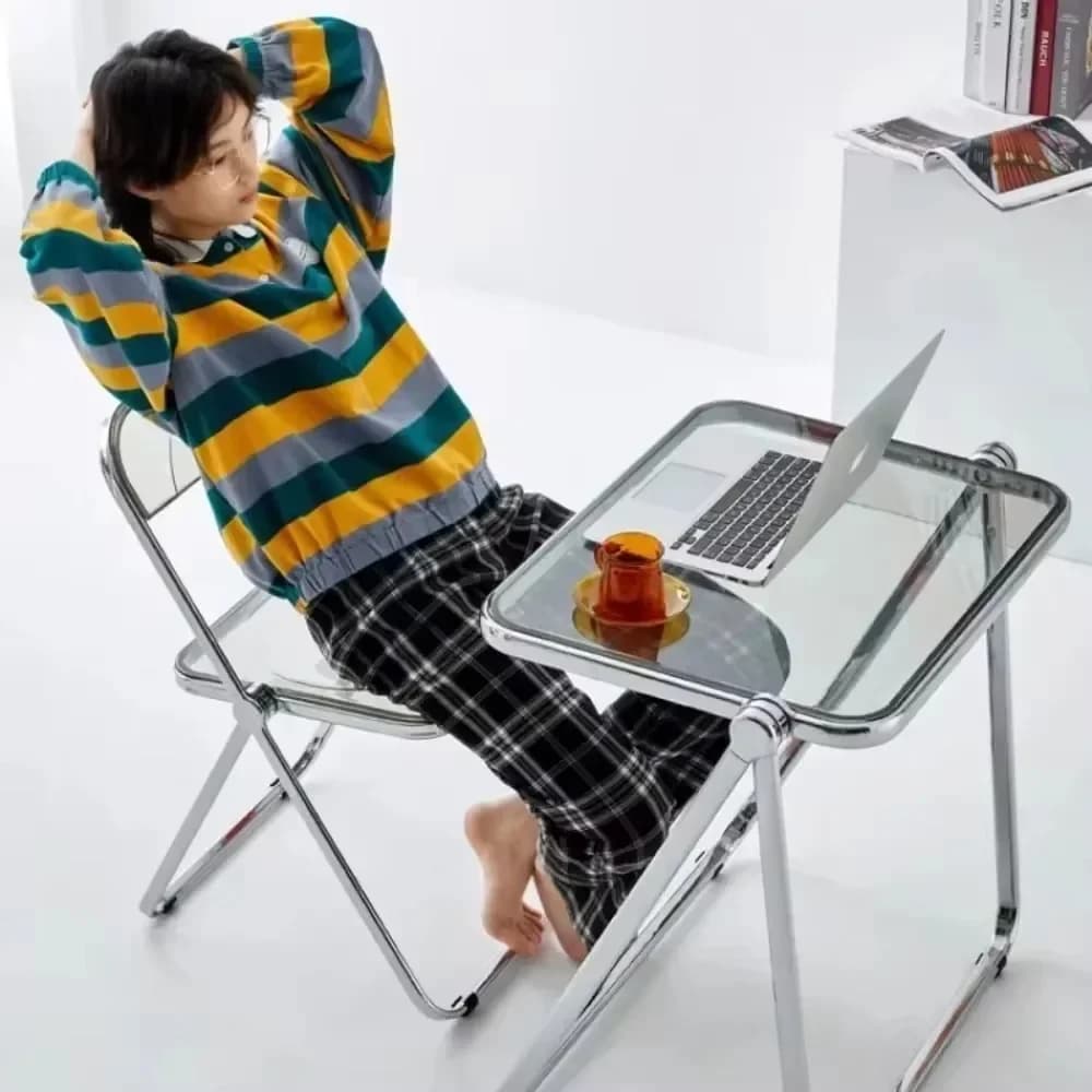 Acrylic Table Chair Foldable Office Study Desk Household Portable Desk Chairs Combination Furniture Simple Table and Chair Set