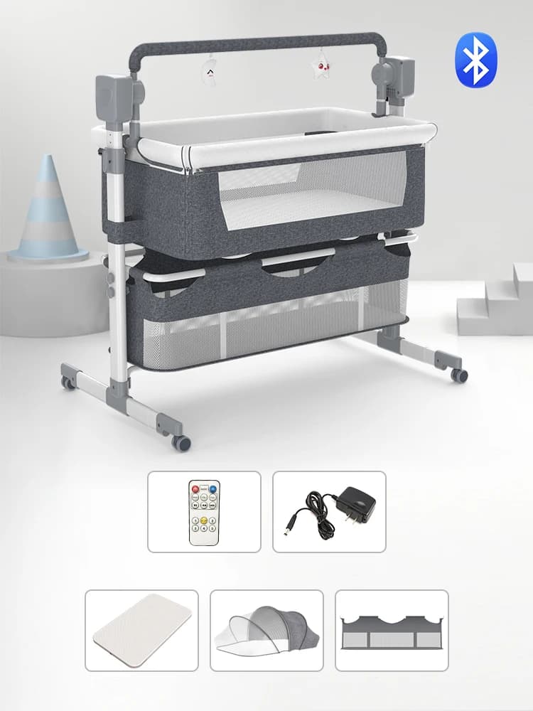 Baby Bassinet,Automatic Electric Rocking with Remote,Newborn Bedside Bassinet, Foldable Travel Co-Sleeper for Infant SteAnny