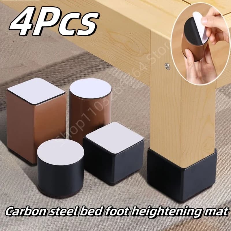 4Pcs Heavy Furniture Carbon Steel Heightening Foot Pad Bed Sofa Chair Table Feet Wear Resistant Anti Slip Mat Carbon Steel Riser