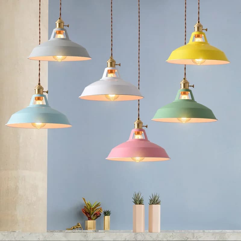 Industrial Colorful Pendant Light Loft Suspension Luminaire Restaurant Kitchen Hanging Light Chandelier Ceiling Lamp Decorative