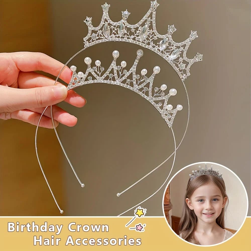 1 Piece Party Girl Crown Headband Performance Catwalk Sweet Little Girl Crown Headband Children's Hair Accessories Birthday Gift