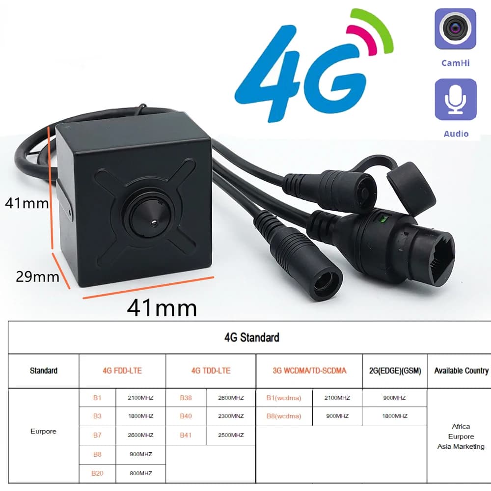 EU 3G 4G Lte Portable Mini 4G Camera 1920P 1080P GSM SD SIM Card CCTV P2P Audio Surveillance Monitor Security Pinhole Camhi App