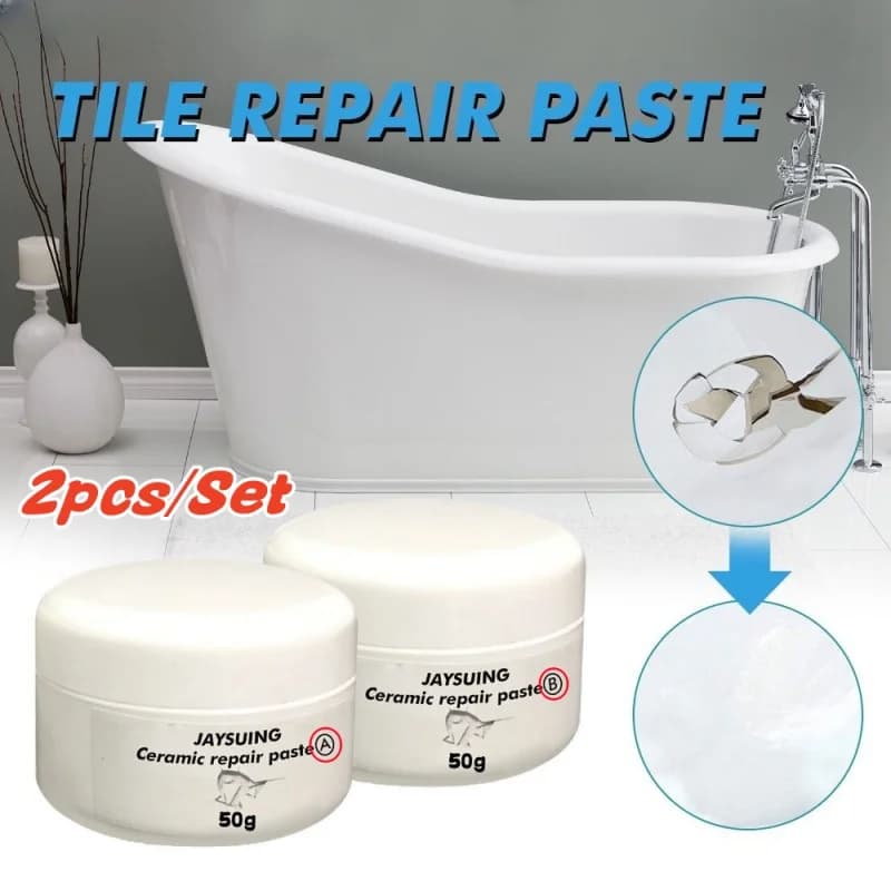 2pcs/set White Porcelain Repair Kit Ceramic Repair Paste Tile Tub Toilet Sink Shower Kits Chip Crack Hole Scratches Fix Adhesive