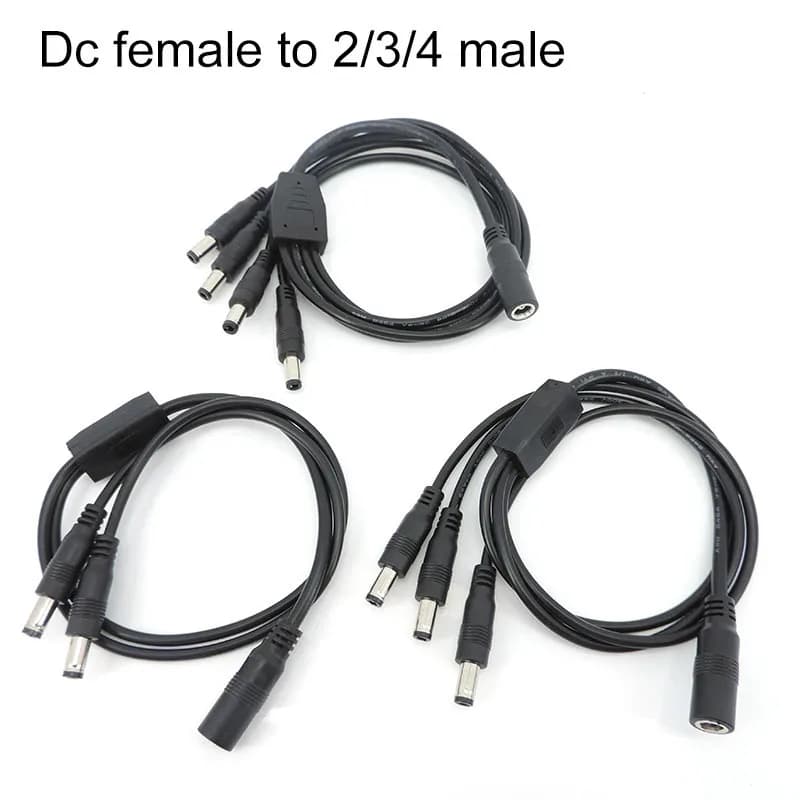 1 DC Female To 2/3/4 way Male Splitter Connector Cable plug 45cm 5.5x2.5mm 5A Power supply Cord adapter for LED Strip Camera Q1
