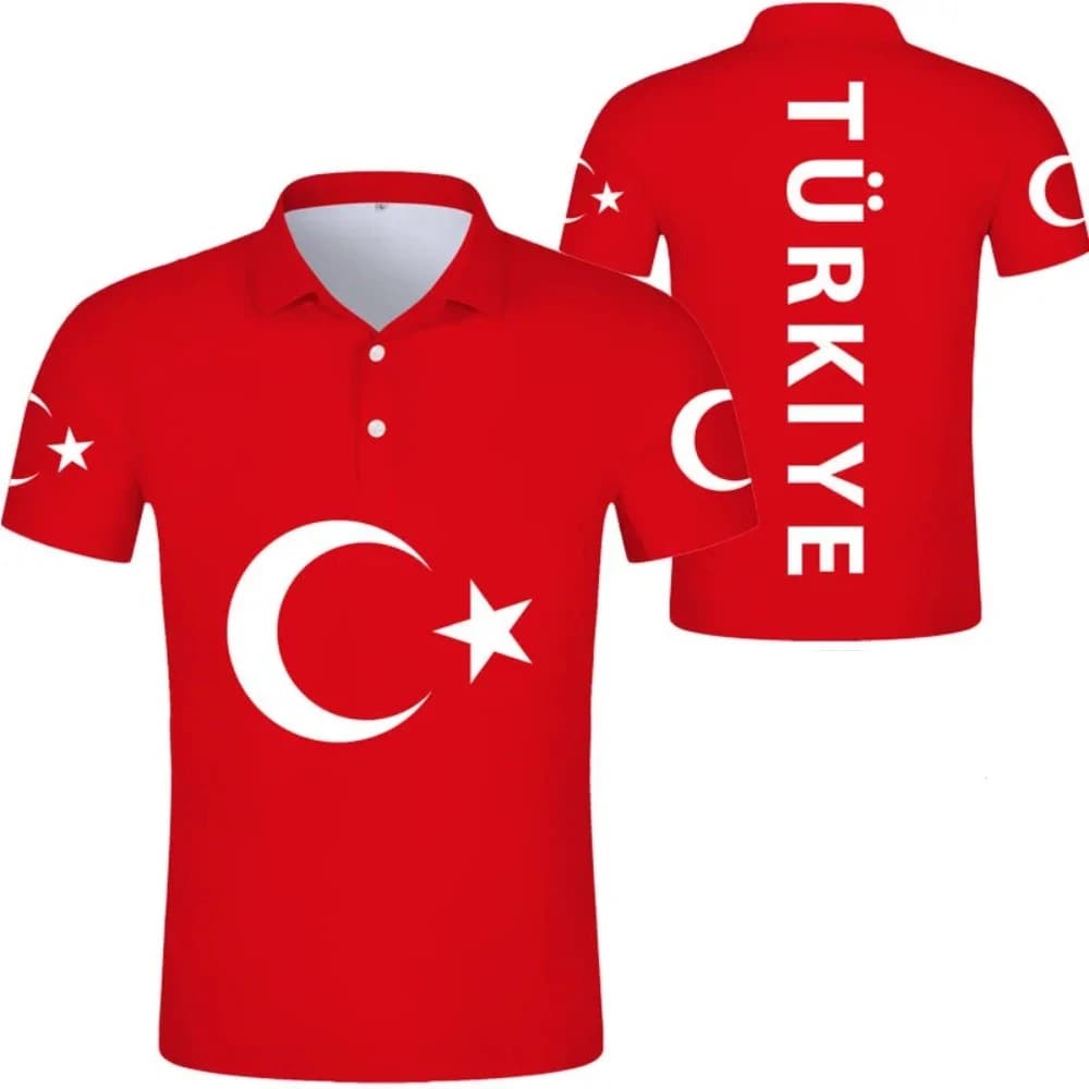New Turkish National Flag Graphic Print Polo Turkish National Emblem Trend Men's Tops National Day Gifts High Quality Clothing