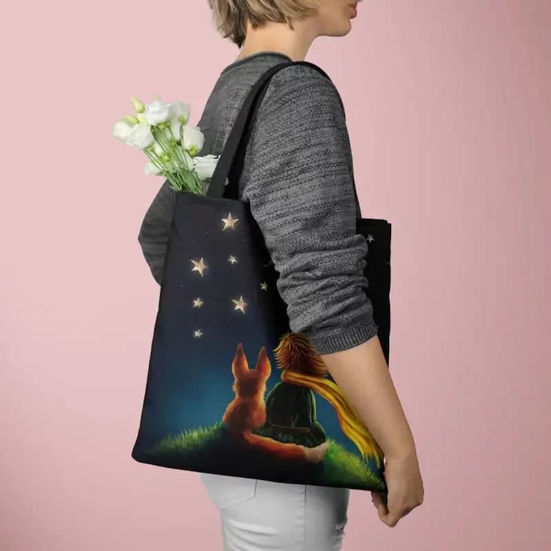 Starry Sky Little Prince Large Capacity Versatile Printed Canvas Waterproof Handbag