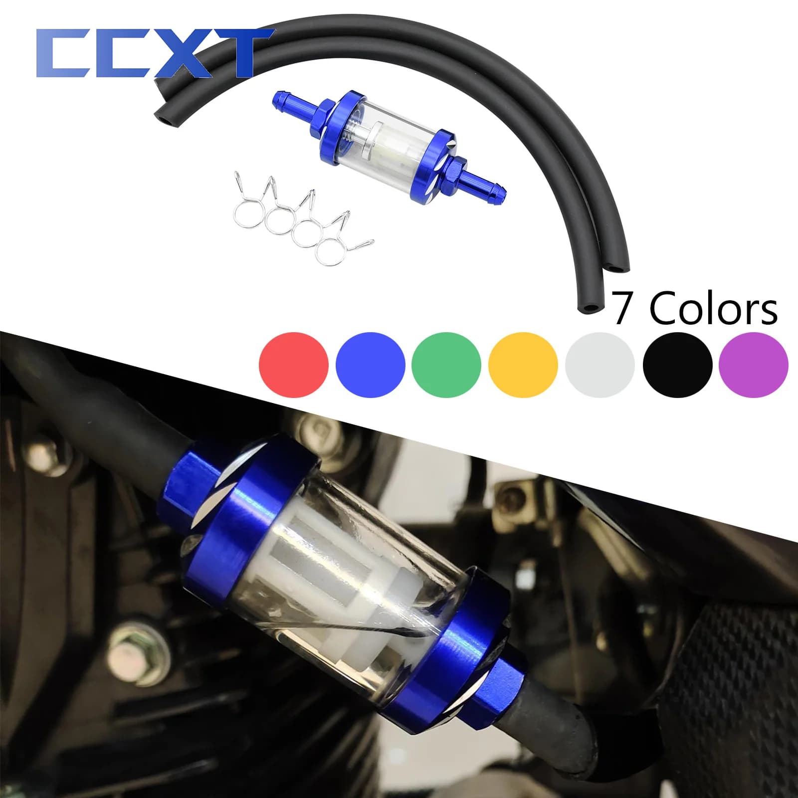Motorcycle CNC 8mm Fuel Hose Glass Gas Fuel Gasoline Oil Filter For ATV Honda Yamaha Kawasaki Suzuki KTM EXC EXCF Etc Universal