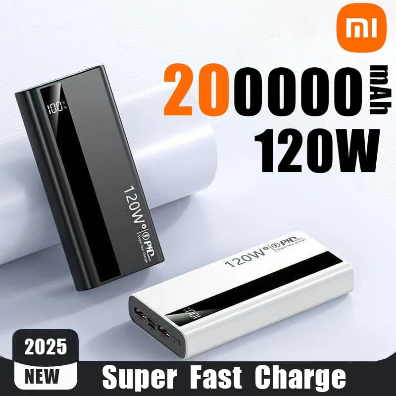 Xiaomi 200000mAh High Capacity Power Bank 120W Super Fast Charging Battery Digital Display Power Bank For Iphone Samsung Huawei