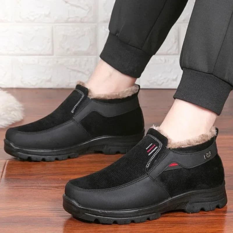 Male Winter Shoes Black Booties Ankle Flat Slip-On Men's Snow Boots Thick Plush Casual Fleece Fashion Sale Cotton Shoe Offer Fur