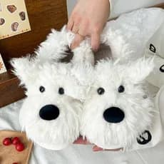 Winter Funny Dog Slippers For Women Men Outdoor Household Cartoon Sandals Couples Indoor Floor Non-slip Slide Adult Funny Shoes