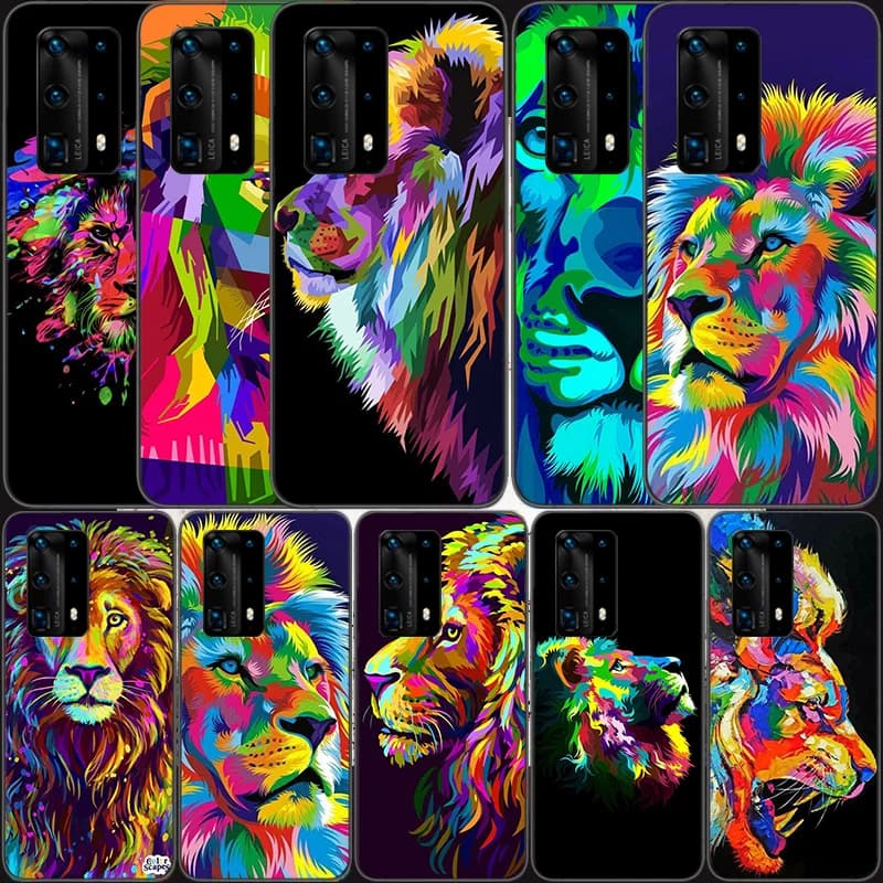 Images of colored lion Soft Clear Phone Case For Huawei P30 Lite P10 P20 P40 P50 Pro Mate 40 Pro 30 20 10 Lite Cover Silicone