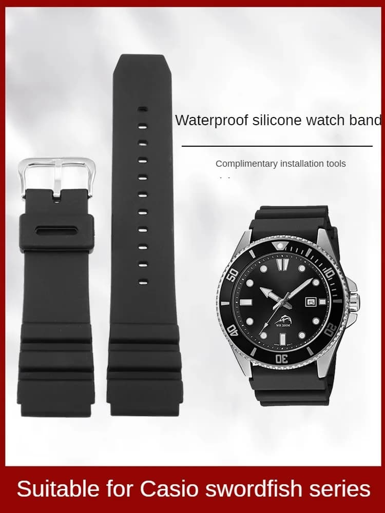 Rubber Strap Substitute Swordfish MDV-106 MTP-VD01 In The Heart Of The Sea Series Convex Interface Silicone Watchband with 22mm.
