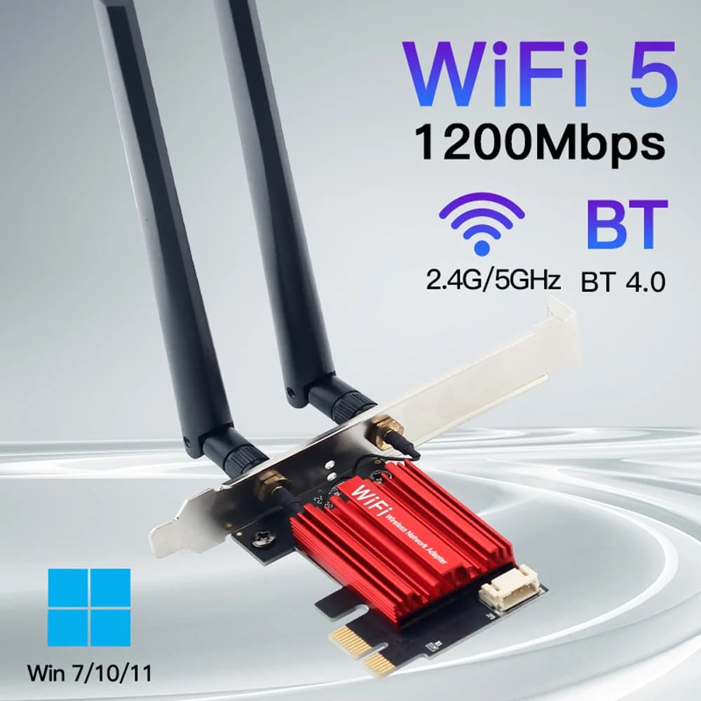 AC1200 WIFI 5 Intel Wireless Card Adapter Dual Band 2.4G/5Ghz Bluetooth 4.0 1200Mbps 802.11AC For Desktop Windows 7/8/10/11