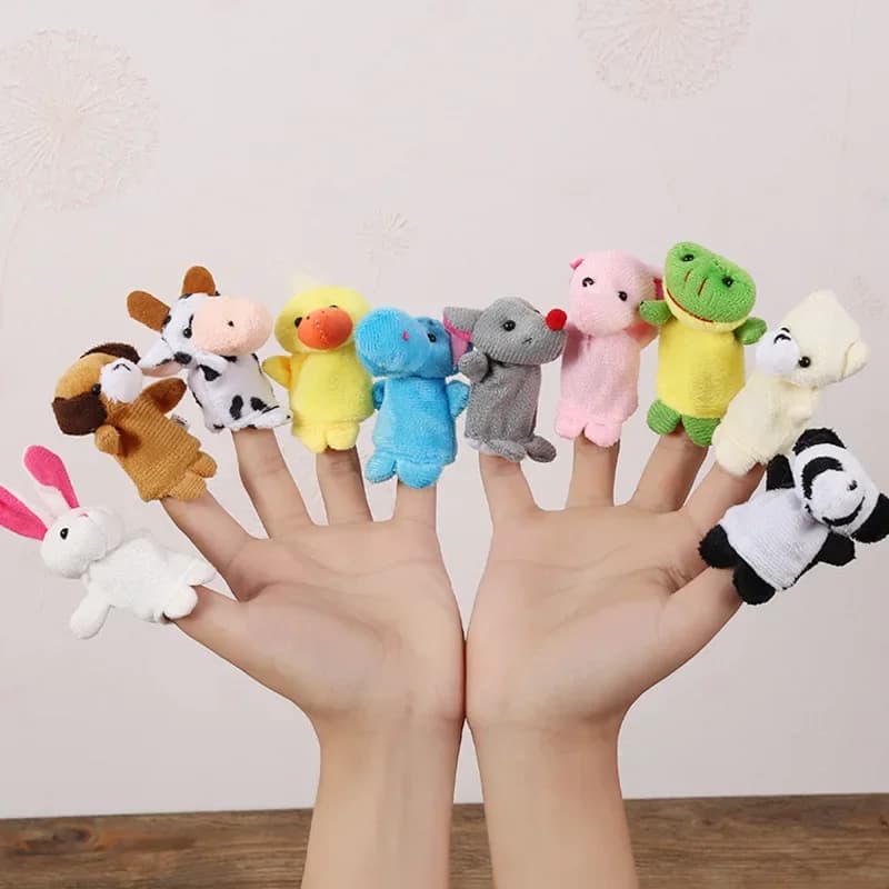 Finger Puppets Set Baby Animals Duck Plush Doll Hand Cartoon Family Hand Puppet Cloth theater Educational Toys for Kids Gifts