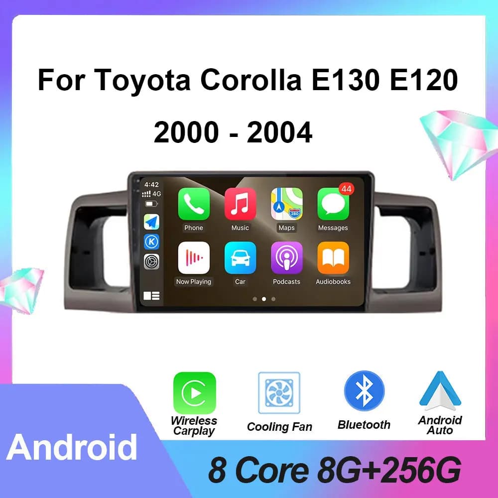 Android Auto For Toyota Corolla E130 E120 2000 - 2004 Radio Car Multimedia Player GPS Navigation Screen 4GLte 5G WIFI DSP Stereo