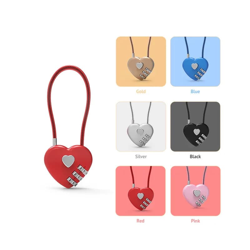 Love Lock Wedding Lock Heart Love Combination Lock School Bag Backpack Trolley Box Concentric Lock Color Zinc Alloy