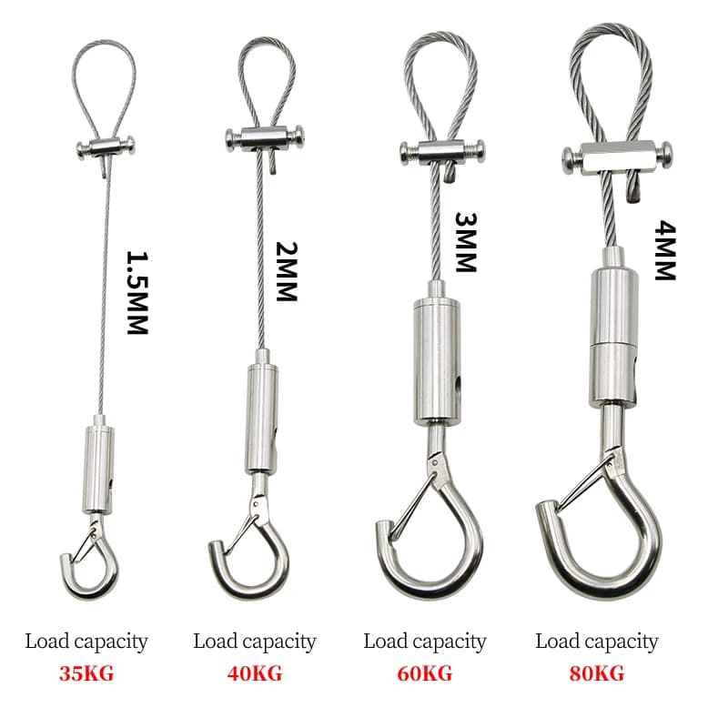 304 Stainless Steel Hanging Wire Kit with Self-Locking Buckle, Adjustable Hooks for Hanging Pictures, Wall Decor, Photo Frame