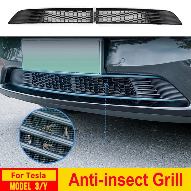 Front Grill Guard Grille Inserts Mesh for Tesla Model Y 3 Highland 2024-2021 Air Inlet Vent Cover Bumper Grid Filter Accessories