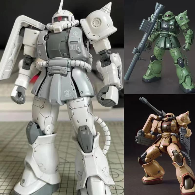 Hg Gto 1/144 Assembly Model Kit C-6 Model 3 Colors Green /Brown/White Zaku Cannon Ver Action Figure Robot Plastic Toys Kids Gift