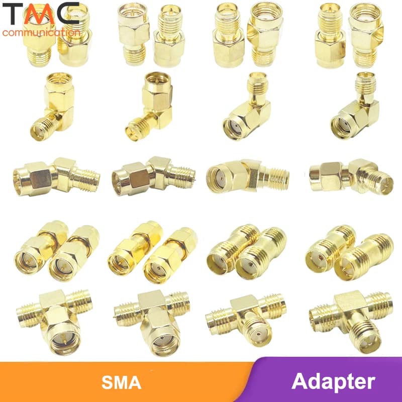 SMA Connector Kit SMA to RP-SMA Male Female Adapter RPSMA 45 90 135 Degree Angle Straight Coax Connector WiFi Antenna Splitter