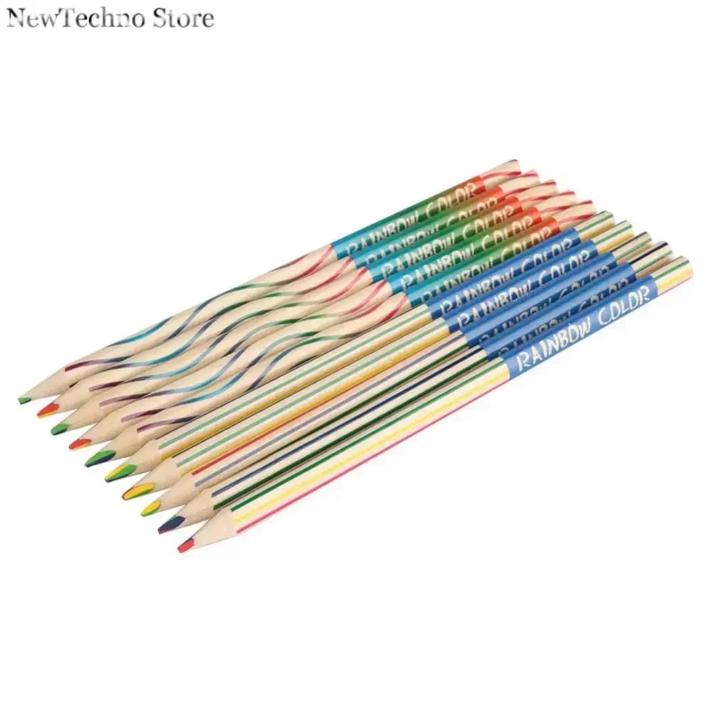 Rainbow Colorful Lead Pencil 3 Mixed Colors Multicolor Student DIY Graffiti Drawing Pencil Children Kid Stationery Fitting 10pcs