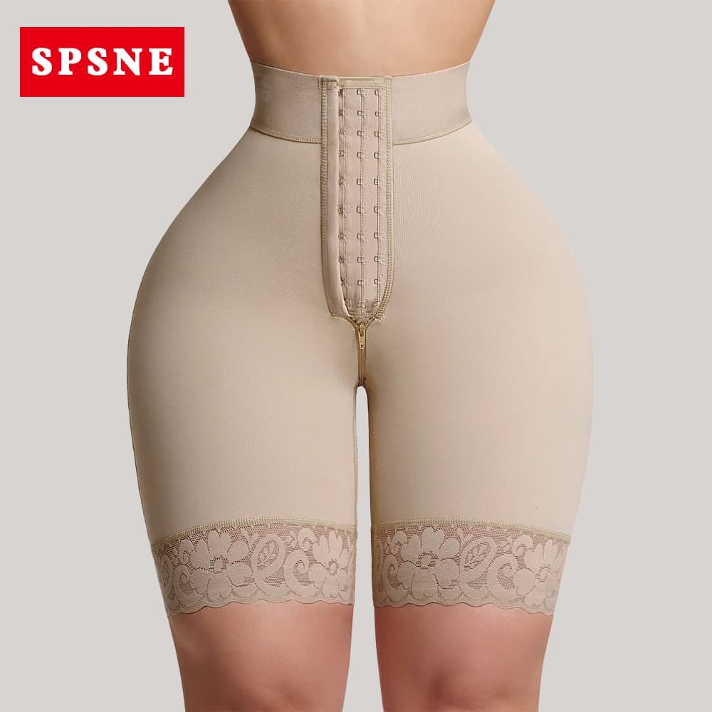 Women'S Flat High Waist Stretch Shorts Colombian Shaperwear Hip Lifting Tummy Control Shaping Pants